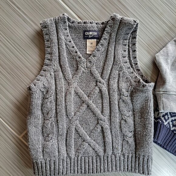 OshKosh B'Gosh Baby Boys Size 3T Lot Of 2 Sweater And Vest Wool Cotton Blend... - Picture 5 of 10